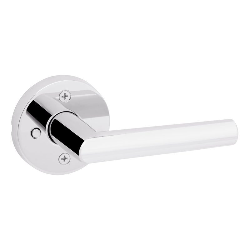 Kwikset Milan Interior Privacy Door Handle with Lock  Door Lever For Bathroom and Bedroom  Polished Chrome Reversible Keyless Push Button Lock Door Lever - Image 4